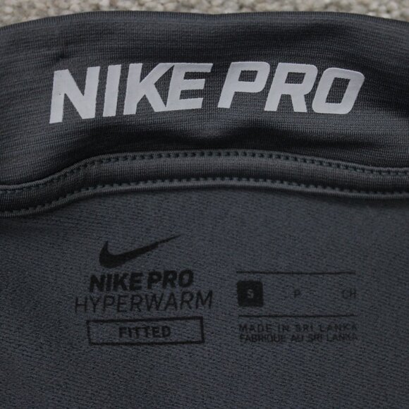 Nike Pro Sweatshirt Mens Small Gray Hyperwarm 1/4 Zip Mock Neck L/S Pullover - Picture 8 of 16